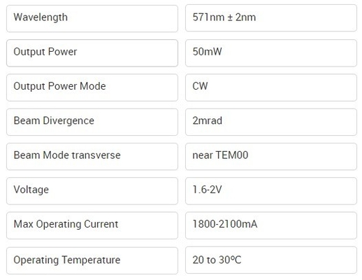 Gelb 571nm Lasermodul DPSS Laser 50mW 571nm für industrielle Anwendungen